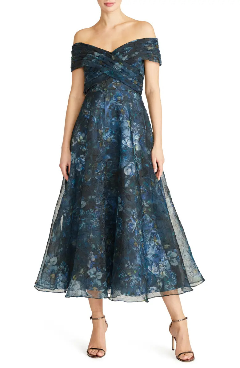 Theia Auden Off the Shoulder Organza Midi Dress | Nordstrom | Nordstrom