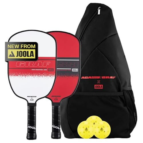 JOOLA Agassi/GRAF Champion Set with Pickleball Paddles, Balls & Sling Bag - Sandblasted Pickleball Racket - Agassi Shape with Extended Sweet Spot - UPA-A Certified - USAP Approved - NFC Chip Enabled | Amazon (US)