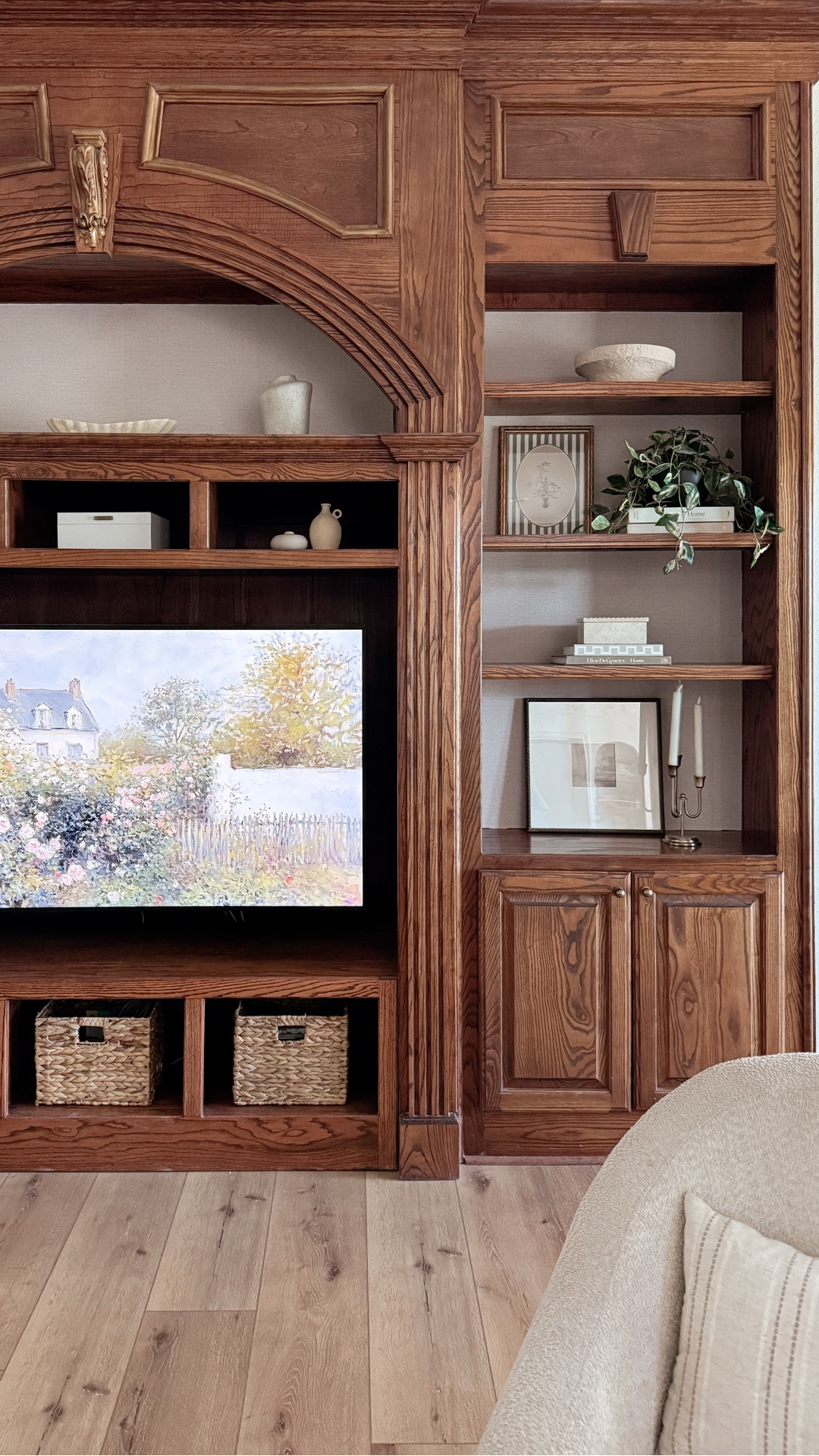 Styling my built-ins // entertainment center // peel and stick wallpaper // shelf styling 

#LTKHome