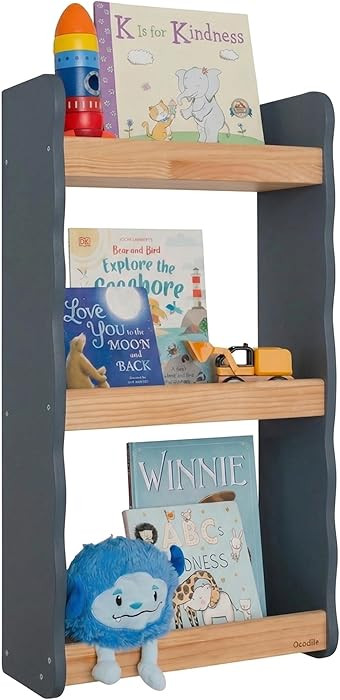 Ocodile Floating Kids Bookshelf – 3-Tier Wall Mounted Bookshelf for Nursery & Playroom – Mont... | Amazon (US)