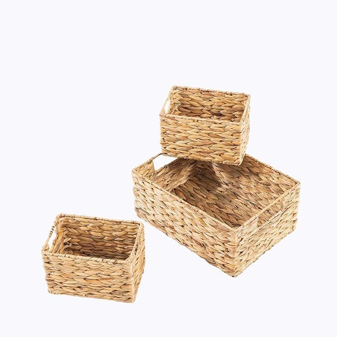 SLPR Natural Water Hyacinth Wicker Baskets with Handles (Set of 3) | One Medium and Two Small Bin... | Amazon (US)