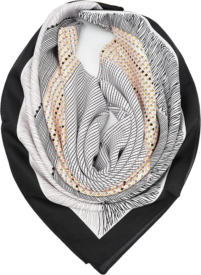 YOUR SMILE Silk Feeling Scarf Women's Fashion Pattern & Solid Color Large Square Satin Headscarf | Amazon (US)