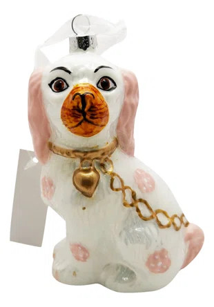 PINK AND WHITE STAFFORDSHIRE DOG ORNAMENT | Wayfair North America