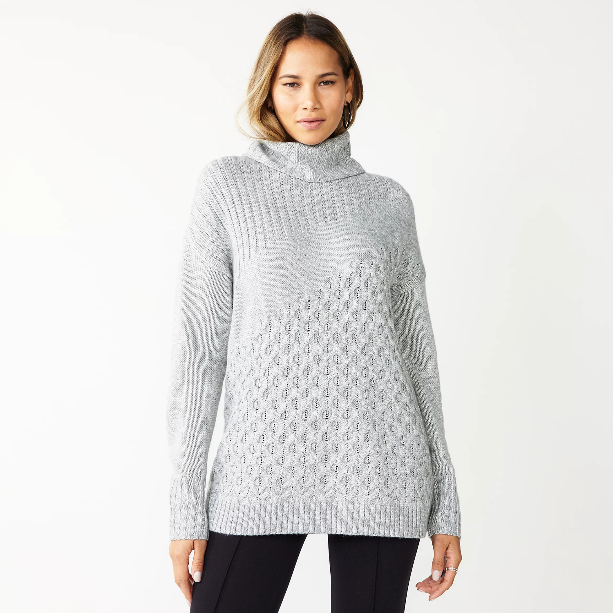 Women's Nine West Mix-Stitch Turtleneck Sweater | Kohl's