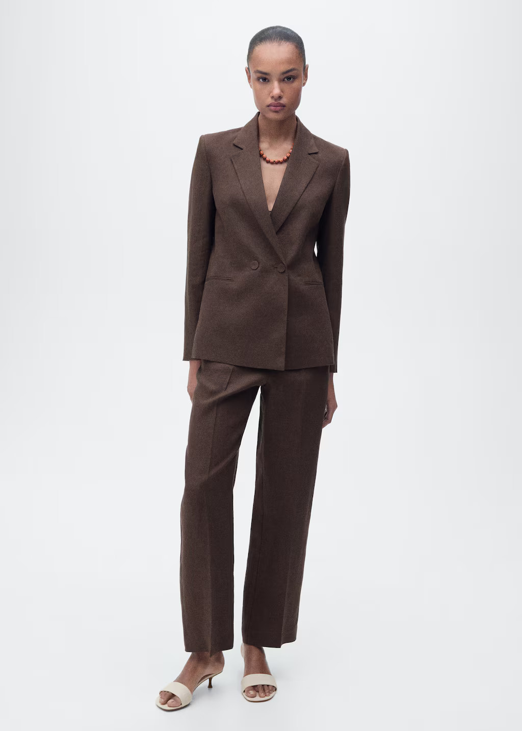 Straight-fit linen suit pants brown - Women - 0 - MANGO | Mango (US/MX/AU)