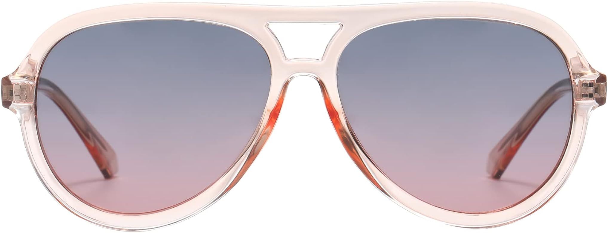 DUCO Retro Aviator Polarized Sunglasses Women Men Vintage Double Bridge Sun Glasses Classic Shade... | Amazon (US)