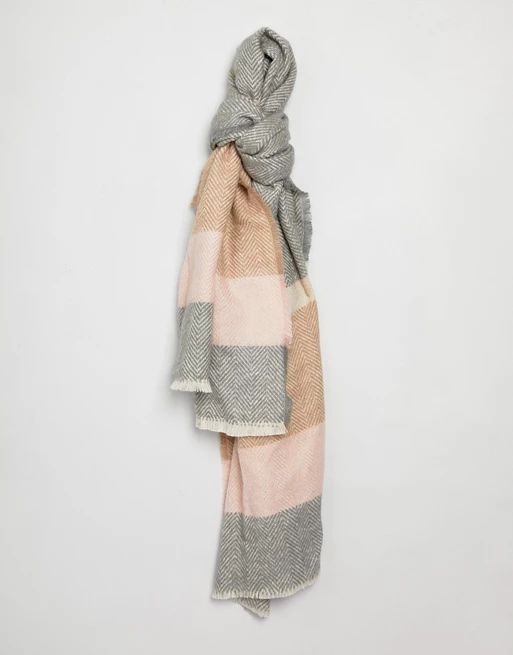 ASOS DESIGN long oversized herringbone scarf in pastel stripe | ASOS US
