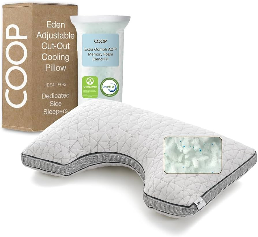 Coop Home Goods Eden Cut-Out Bed Pillow for Side Sleepers, King Size, Adjustable Medium Soft Memo... | Amazon (US)