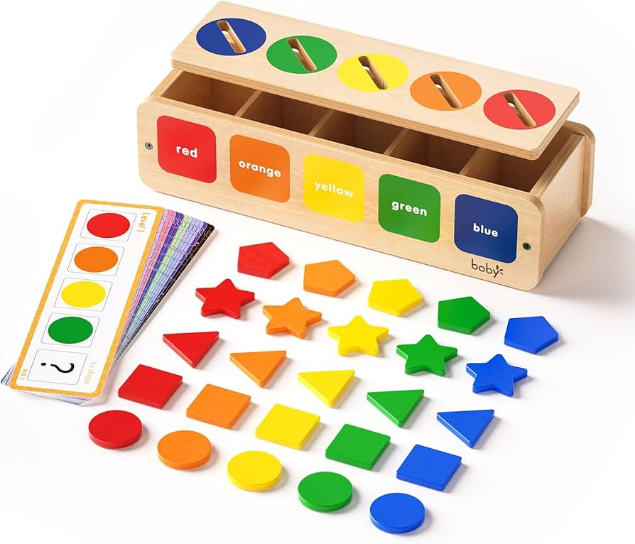 Boby Montessori Sorting Toys for Toddlers 1-3 Year Old, Wooden Color & Shape Sorter Box for Boy G... | Amazon (US)