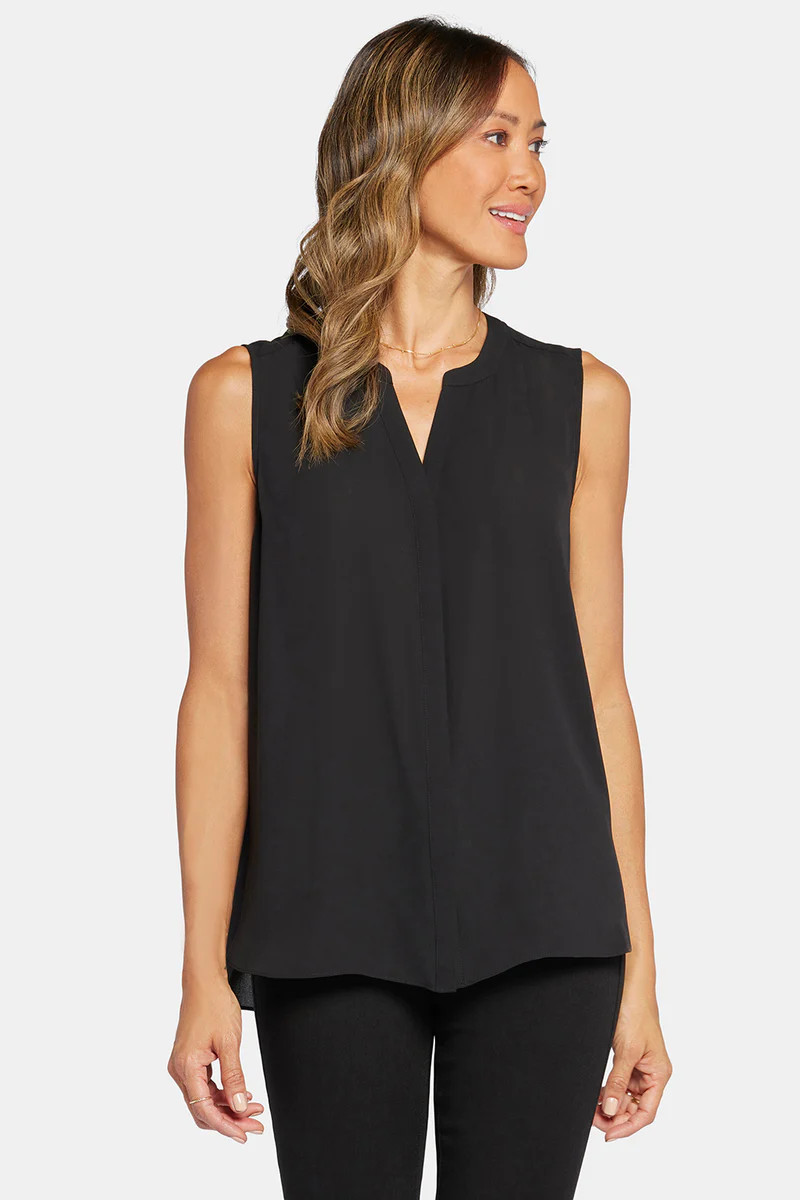 Sleeveless Pintuck Blouse 
Color: Black | NYDJ