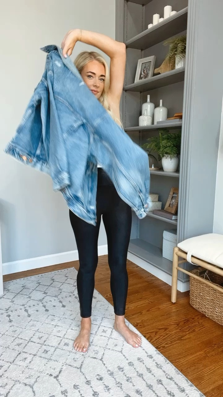 Simple Fall Outfit Idea // wearing a small in leggings & bodysuit & an XS in denim jacket (sized down one bc it’s an oversized fit) 

Casual outfit, Nike sneakers, spanx leggings, fall outfits, simple outfits, jean jacket, trucker jacket

#LTKstyletip #LTKfindsunder100 #LTKSeasonal