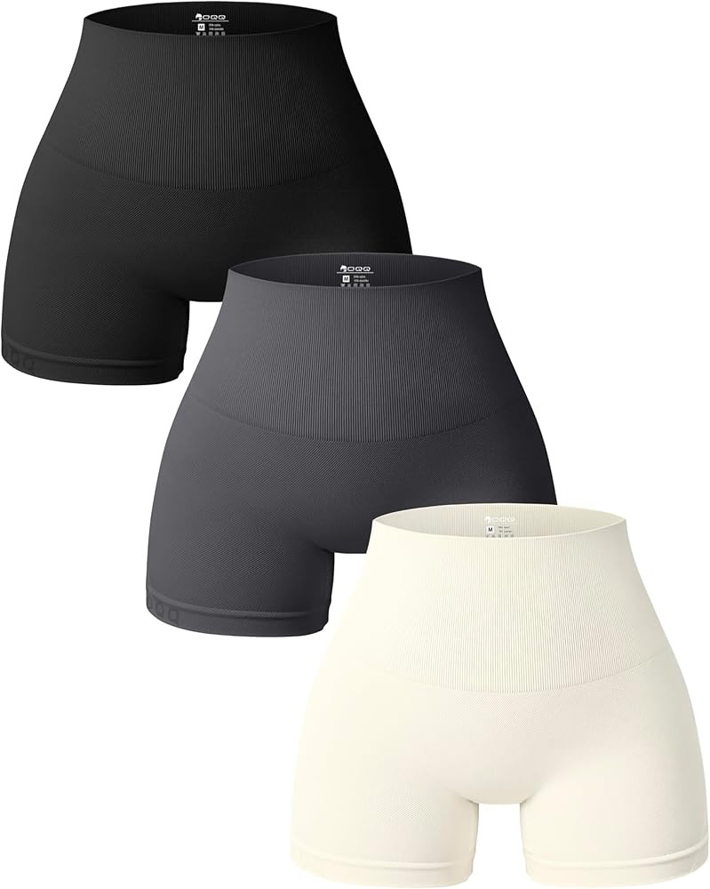 OQQ Women 3 Piece Yoga Shorts High Waist Seamless Workout Exercise Shorts Leggings | Amazon (US)