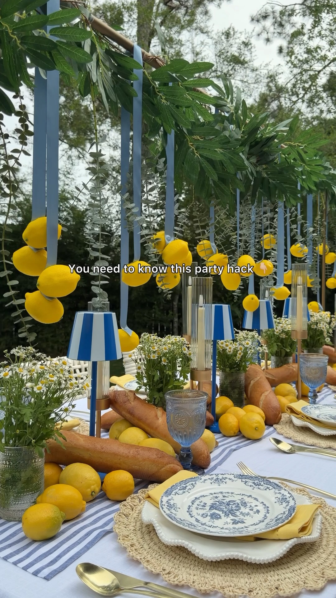 Two simple party upgrades that make a huge difference ✨

An over-the-table rod instantly elevates any party table, and cordless lamps add beautiful ambiance for indoor or outdoor celebrations.

Note : I used faux lemons 🍋 and hot glued them to the ribbon! 

#PartyDecor #PartyIdeas #PartyHost #Tablescape #EventDecor #PartyInspiration #HostingTips #PartySetup

#LTKHome #LTKSeasonal