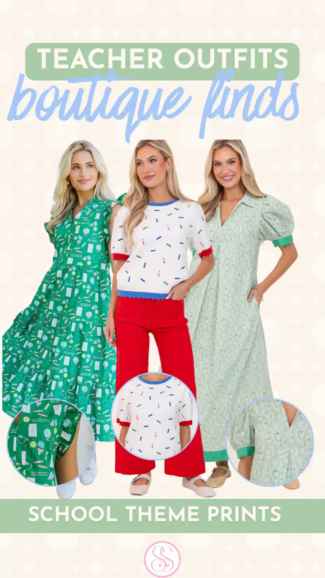 Because the women who wear outfits this good don’t wait until they need them.

School-themed prints done the way they were meant to be done. The apple print that reads as a refined ditsy pattern before anyone clocks the theme. The crayon and pencil print on a structured knit top that looks like something you’d find at a boutique you’d happily spend real money in. The classroom-ready dress that makes the other teachers ask where you shop.

These are preorder pieces shipping in early June. 

Boutique quality. Feminine silhouettes. Flutter sleeves, puff sleeves, maxi lengths that move. Prints that are genuinely beautiful before they’re thematic. Every combination already done for you.

Preorder now. Arrive in June. Wear immediately.

teacher outfits, teacher dress, teacher style, teacher fashion, teacher outfit ideas, end of year teacher outfit, spring teacher outfit, teacher appreciation outfit, school outfit women, teacher work outfit, cute teacher outfit, preppy teacher outfit, teacher aesthetic, elementary school teacher outfit, school themed outfit, apple print dress, apple print outfit, novelty print dress, novelty print top, school print dress, crayon print outfit, pencil print outfit, boutique teacher outfit, boutique dress women, boutique style women, preppy dress women, preppy style women, preppy outfit women, preppy boutique finds, maxi dress women, flutter sleeve dress, puff sleeve dress, work dress women, feminine work outfit, summer dress women, summer outfit women, graduation outfit women, summer 2026 outfits

#TeacherOutfits #WorkOutfit #TeacherOutfit #TeacherDress #PreppyStyle 

#LTKFindsUnder100 TeacherOutfits #

#LTKWorkwear #LTKSeasonal #LTKOver40