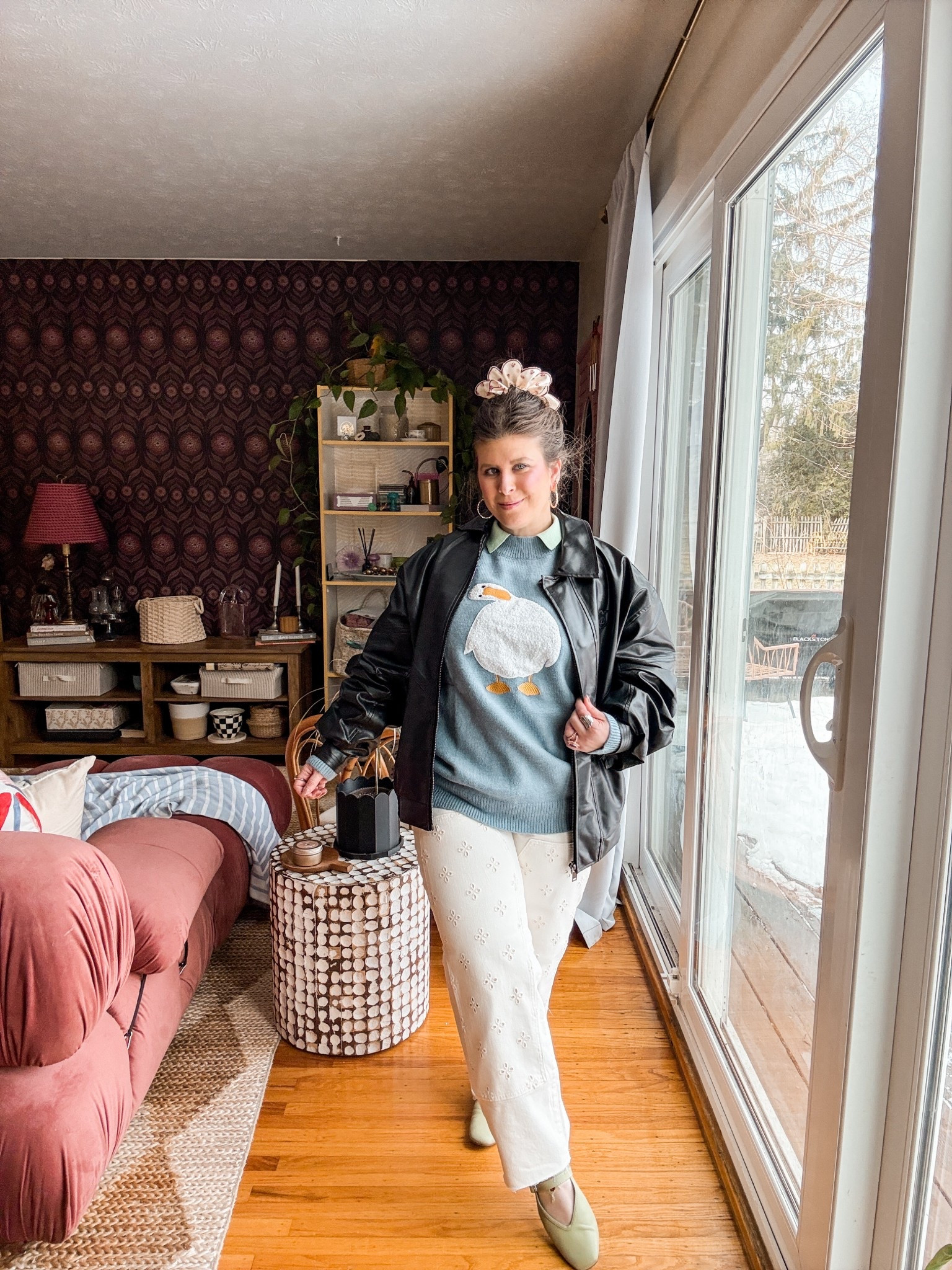 Loving this goose sweater & leather jacket for spring! Both fit oversized 

#LTKSpringSale #LTKPetite #LTKootd