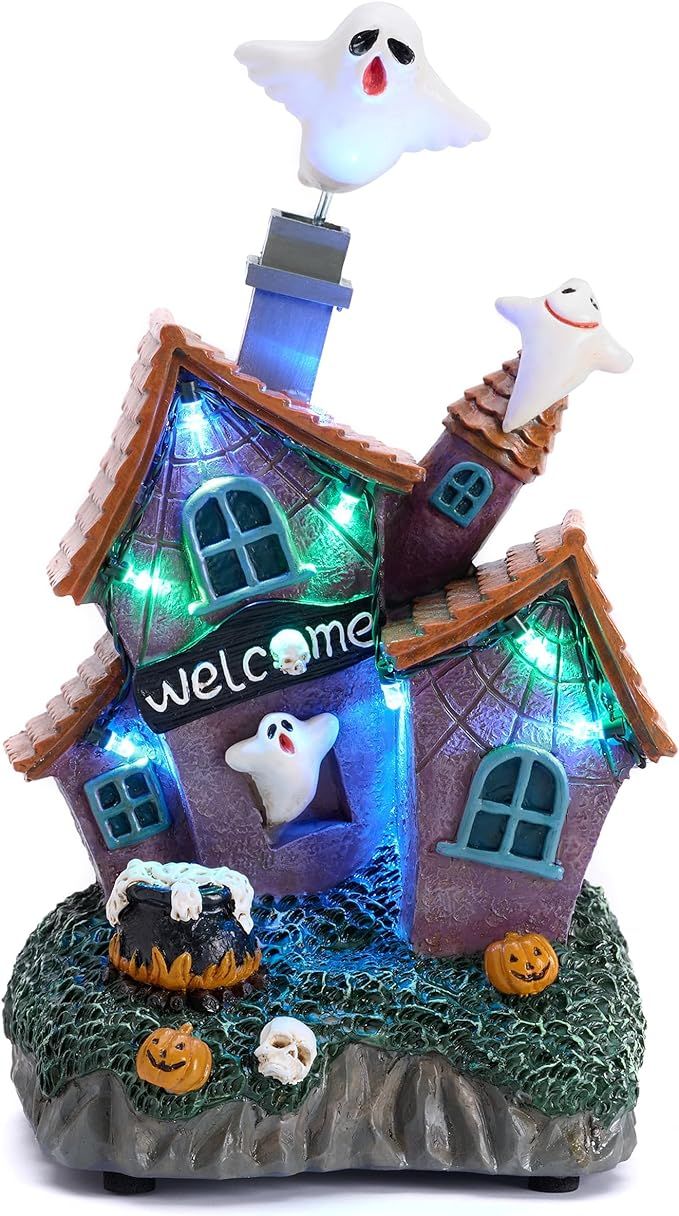 Valery Madelyn Vintage Halloween Village Decorations, 9.4Inch Lighted Halloween Pumpkin House Sta... | Amazon (US)