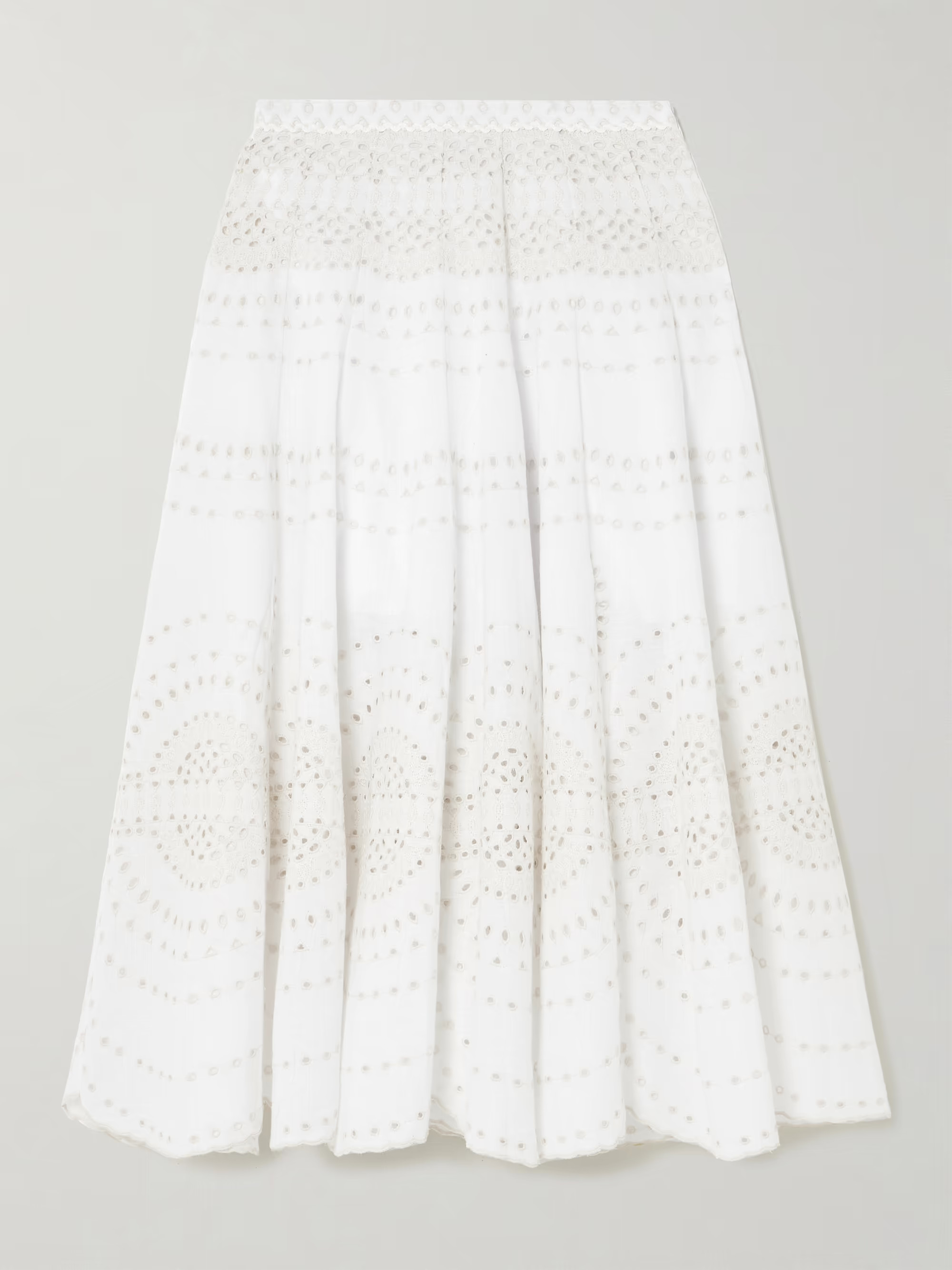 Livvy broderie anglaise cotton-blend midi skirt | NET-A-PORTER (UK & EU)