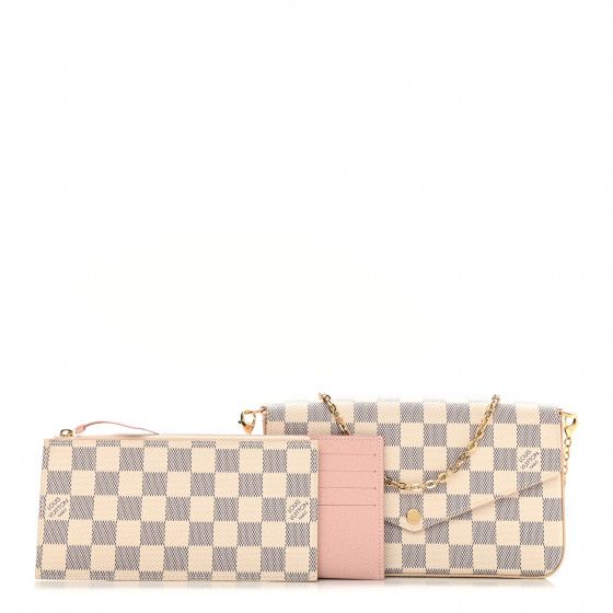 LOUIS VUITTON Damier Azur Pochette Felicie Chain Wallet Rose Ballerine | Fashionphile