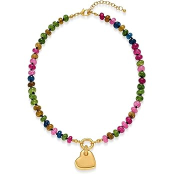 CLASSYZINT Gold Heart Pendant Necklace for Women Beads Chain | Amazon (US)