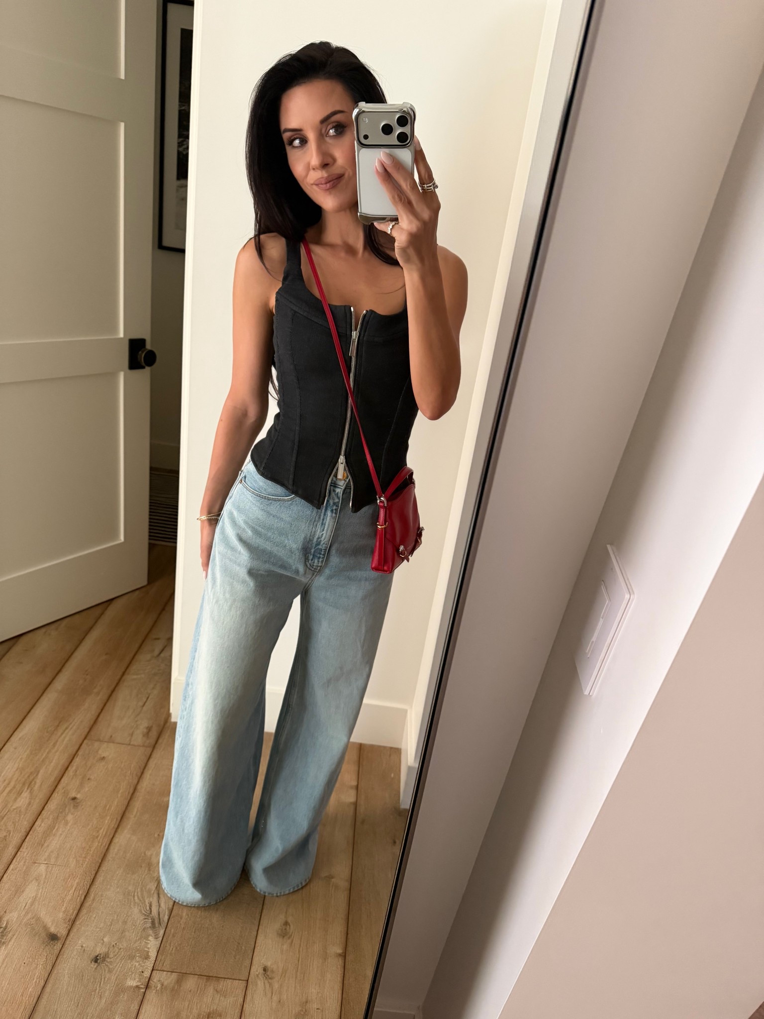 Last night’s easy concert look these designer jeans are on the pricey side, so I’m going to Link similar but I do love pairing a pair of baggy jeans with a fitted top and a pop-up color with this bag.

#LTKFestival #LTKOver40 #LTKootd