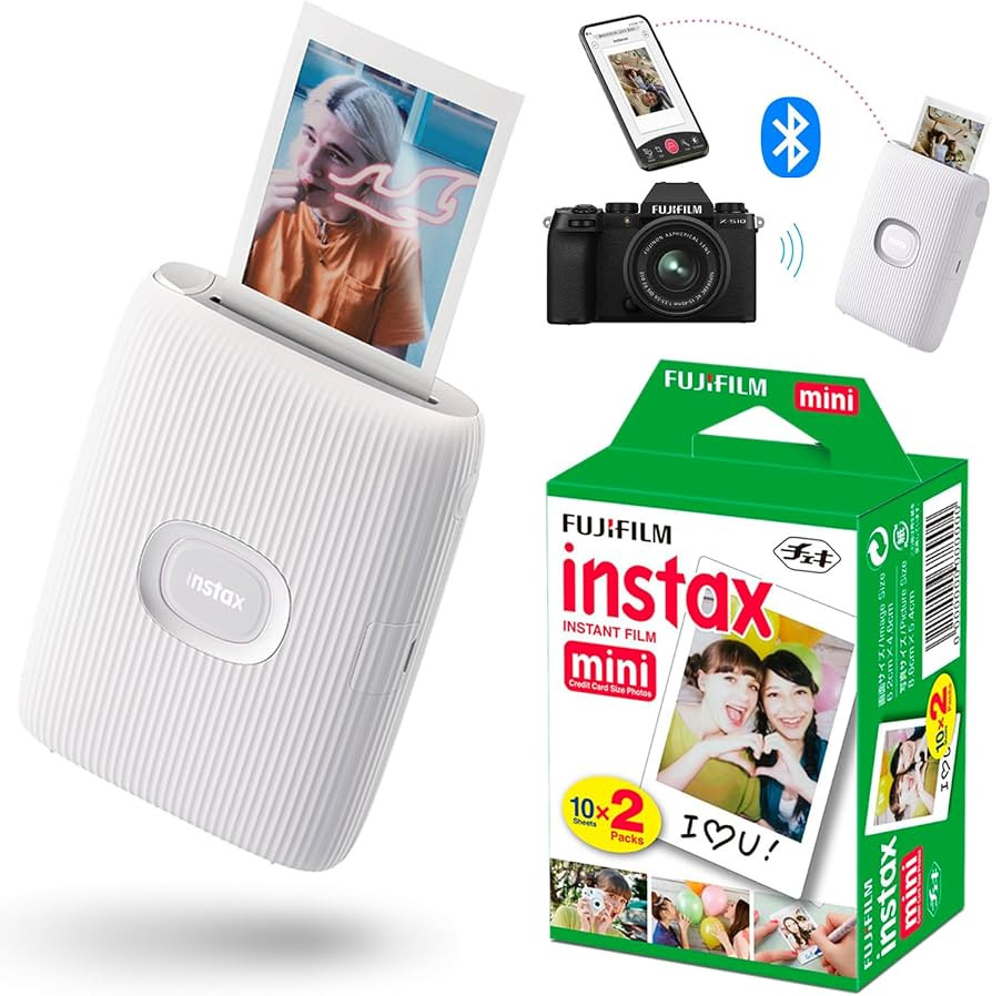 Fujifilm Instax Mini Link Instant Smartphone Printer (ASH) with Instax Film Pack (2 Items) | Amazon (US)