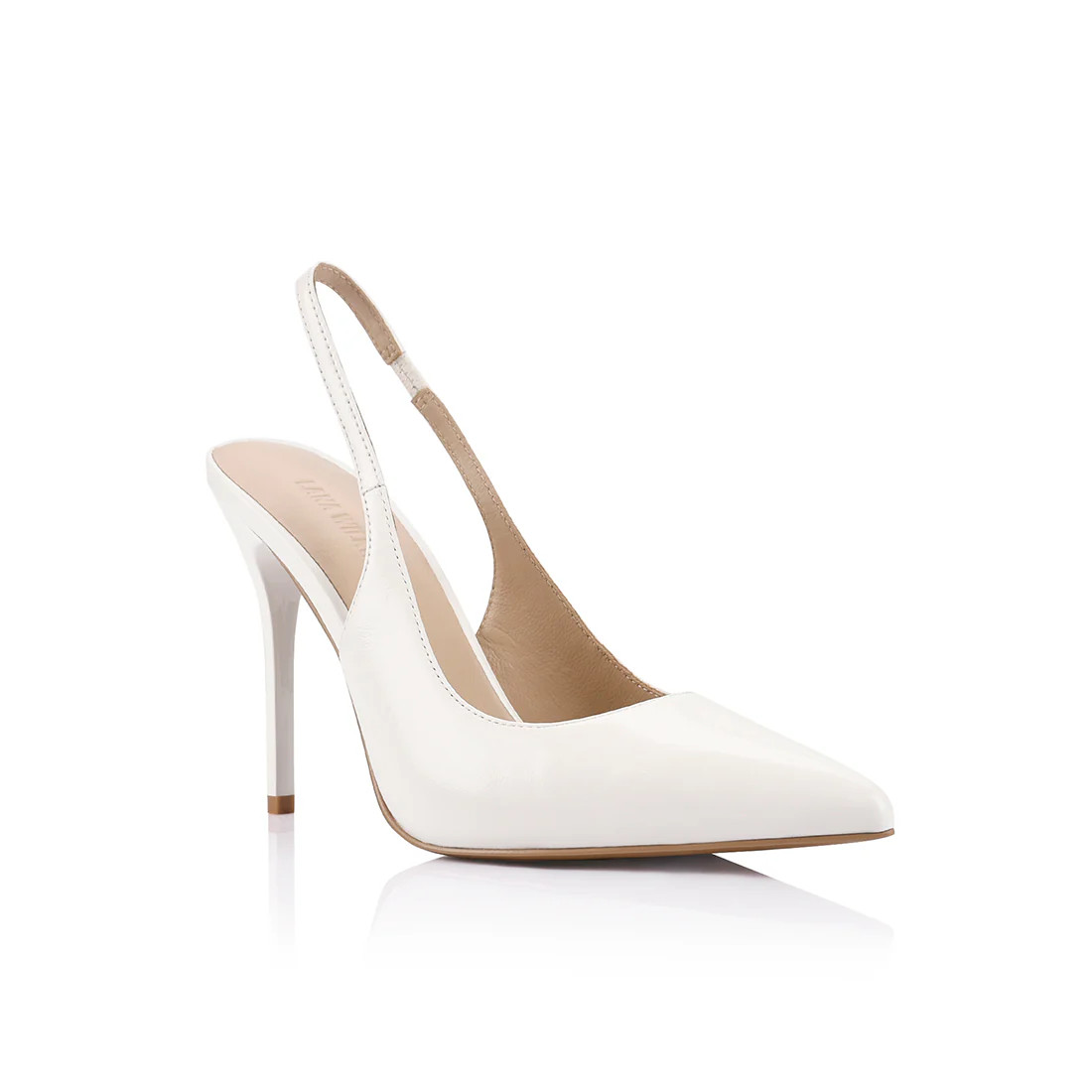 Charlize Pump White High-Shine Leather | Lana Wilkinson