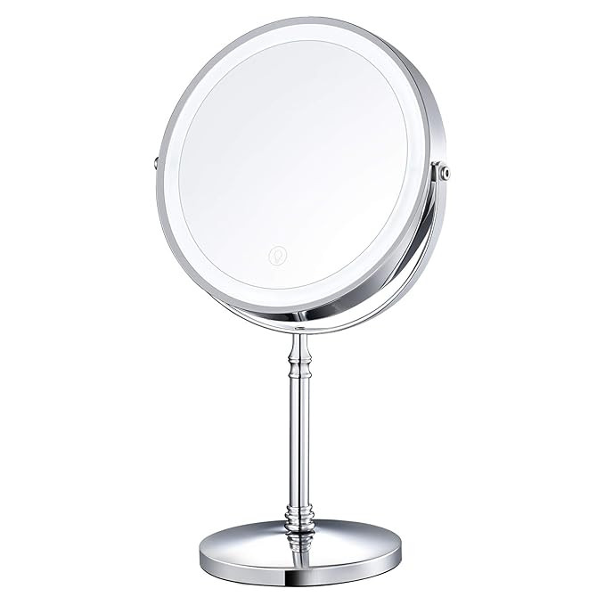 AMZTOLIFE 8" Lighted Makeup Mirror, 10X Makeup Mirror with Lights, Double Sided Dimmable Magnifyi... | Amazon (US)