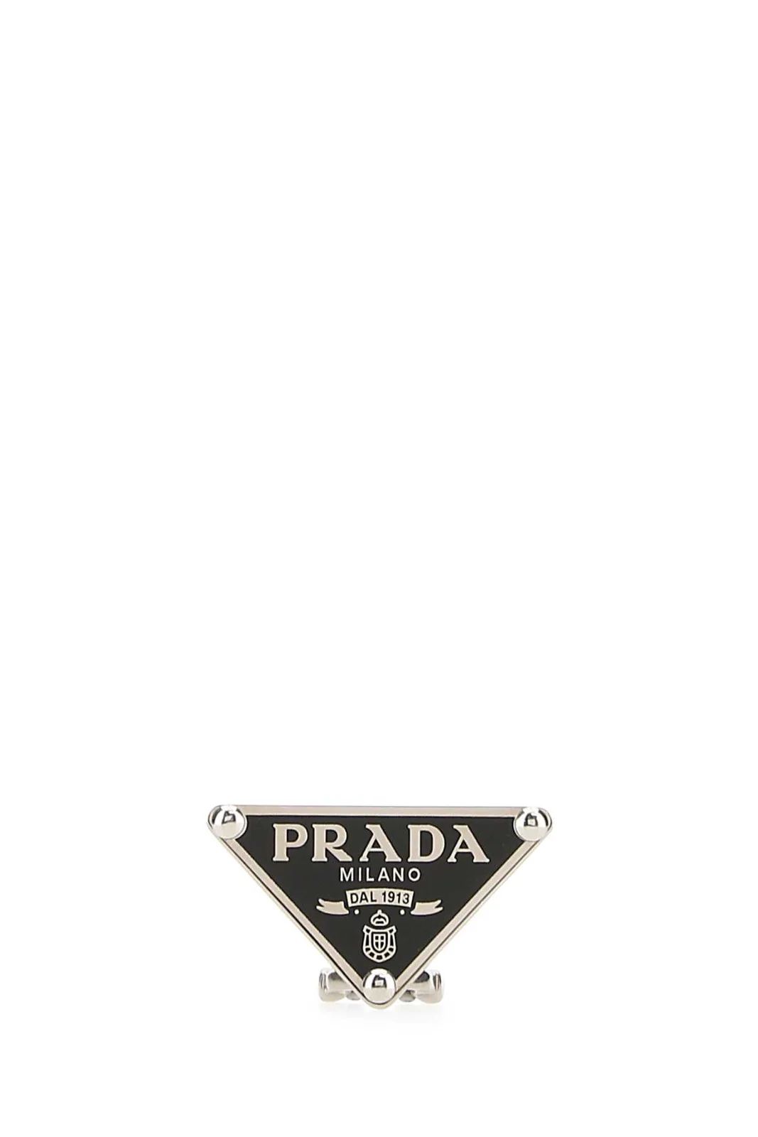 Prada Triangle Logo-Plaque Earring | Cettire Global