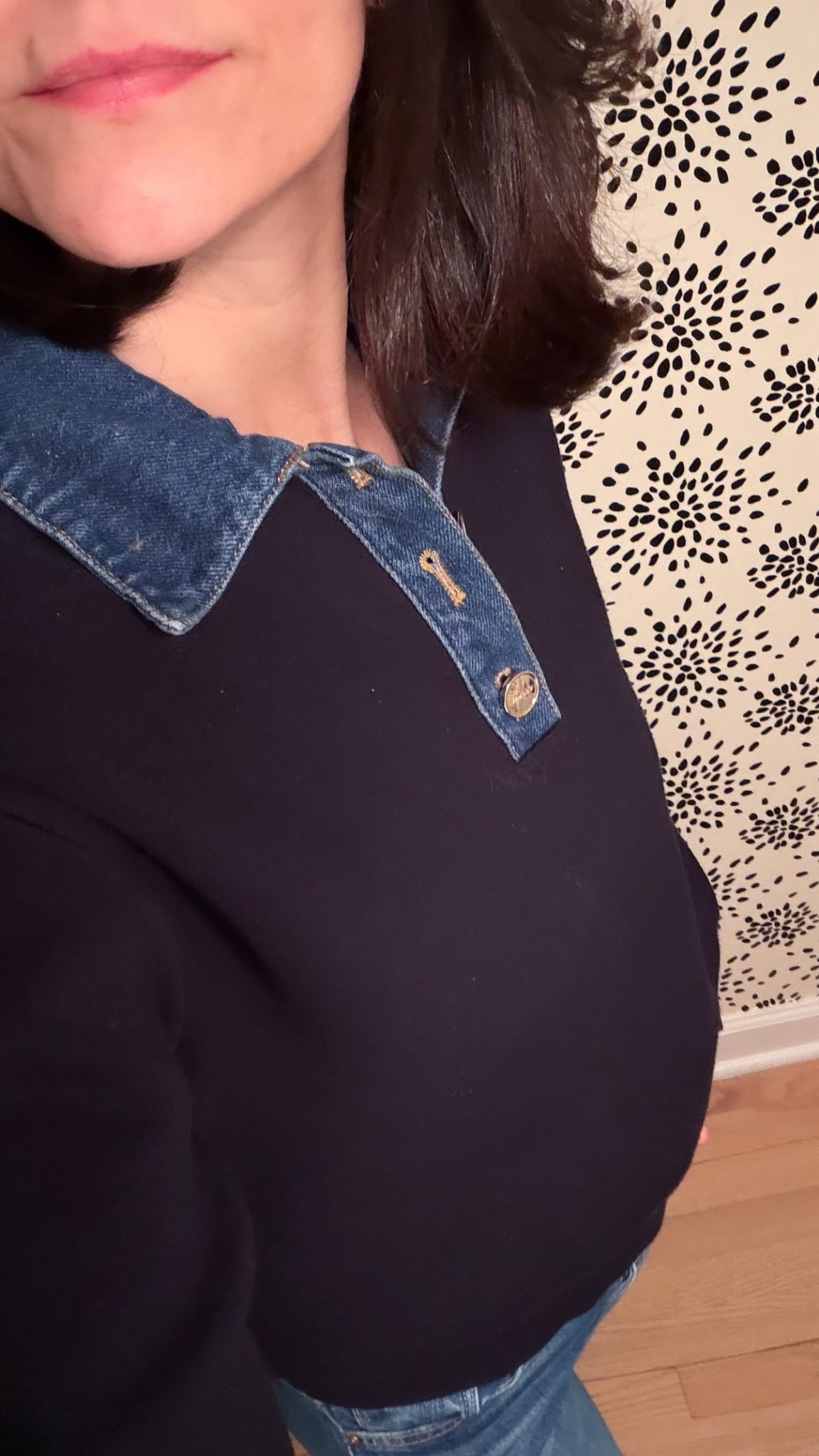 New favorite sweater, love a pop of denim 💙