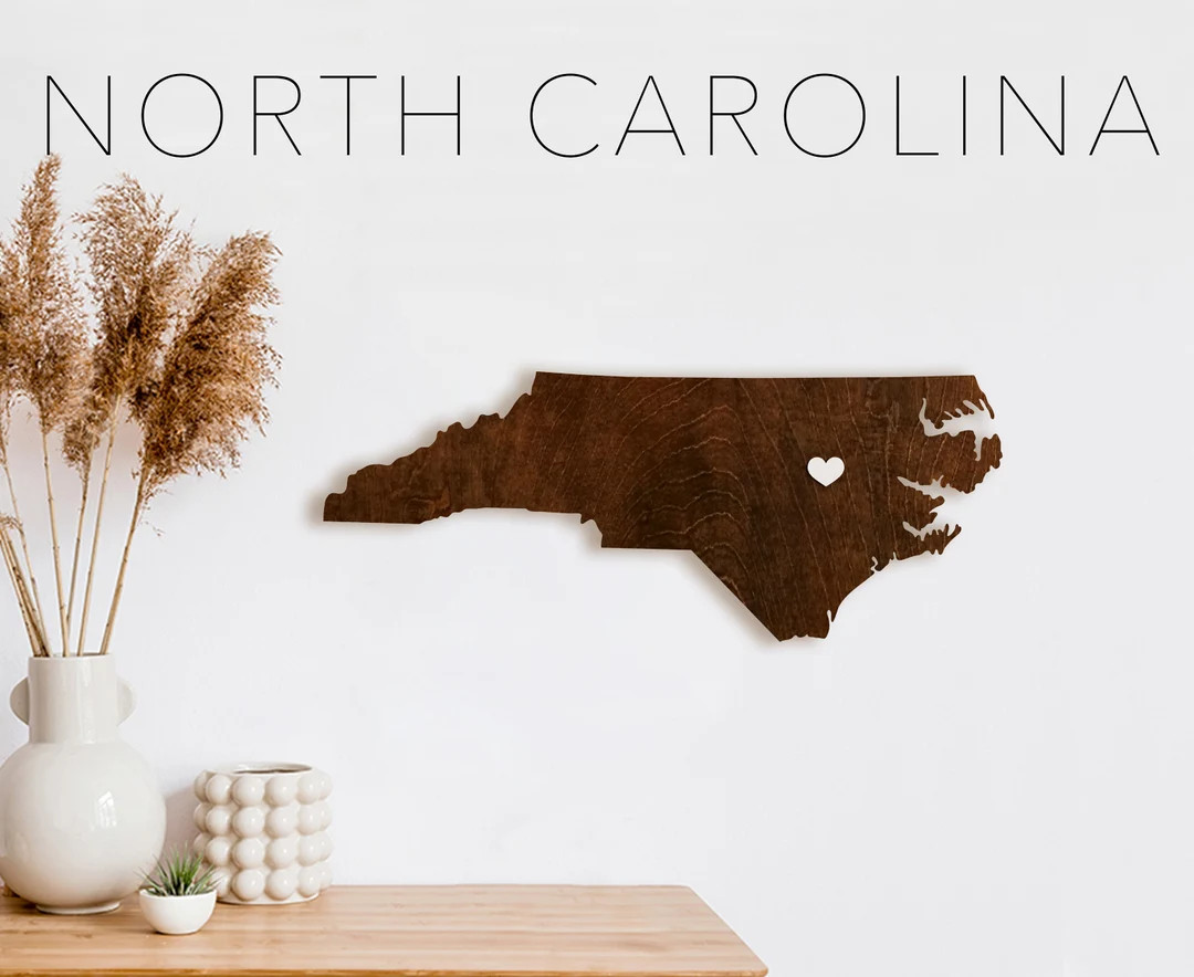 North Carolina Holiday Wooden State Wall Decor, First Home Gift, North Carolina Wooden Wall Decor... | Etsy (US)