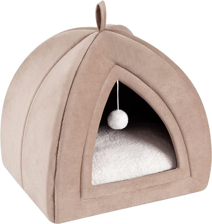 TILLYOU Cat Bed for Indoor Cats, 2-in-1 Cat House for Indoor Cats Clearance, Warm Dog Tent with R... | Amazon (US)
