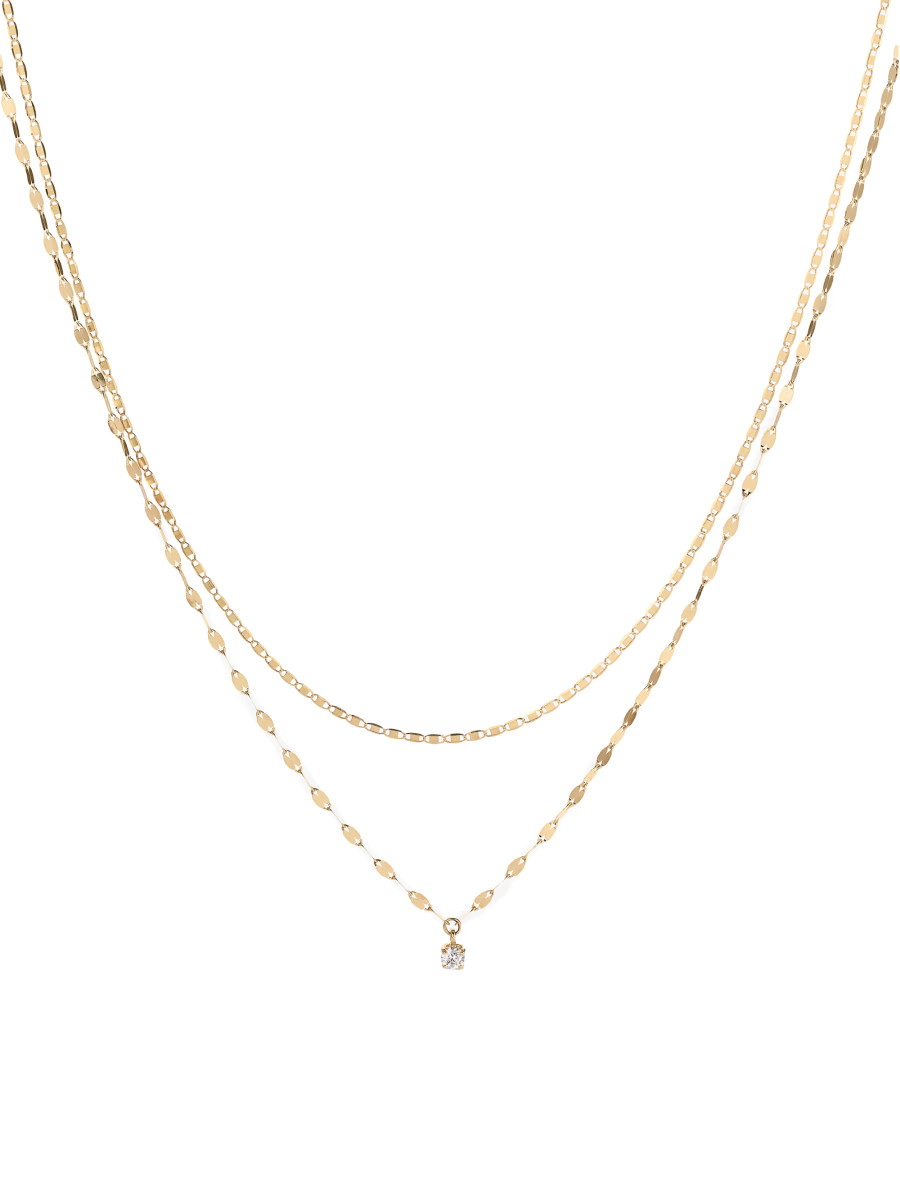 14K Yellow Gold & 0.11 TCW Diamond Double-Strand Necklace | Saks Fifth Avenue