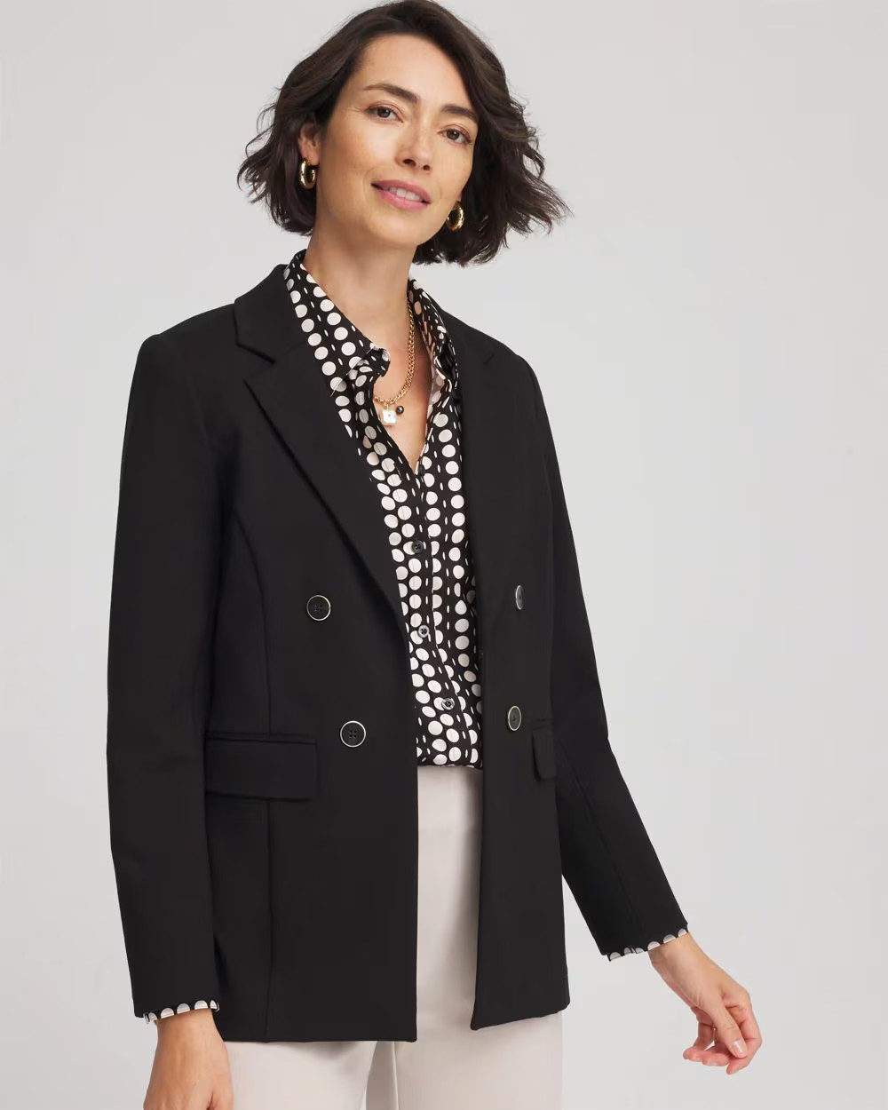 Ponte Double-Breasted Knit Blazer | Chico's