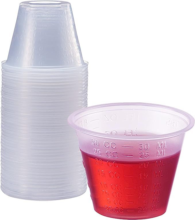 [100 Count - 1 oz.] Plastic Disposable Medicine Measuring Cup for Liquid Medicine, Epoxy, & Pills | Amazon (US)