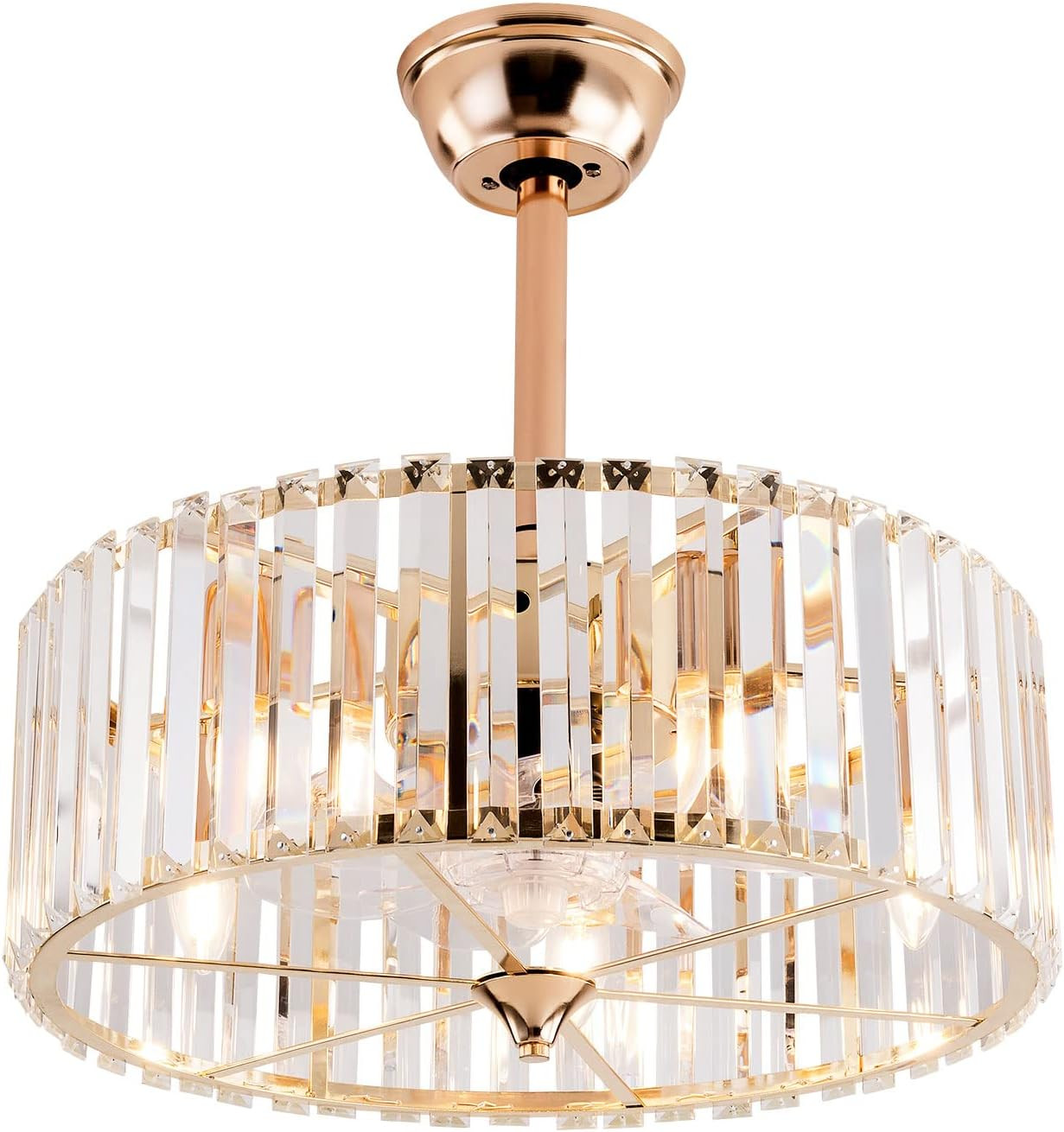 LOYALHEARTDY Gold Caged Ceiling Fan with Light and Remote 6-Speed Reversible Noiseless Motor Crys... | Amazon (US)