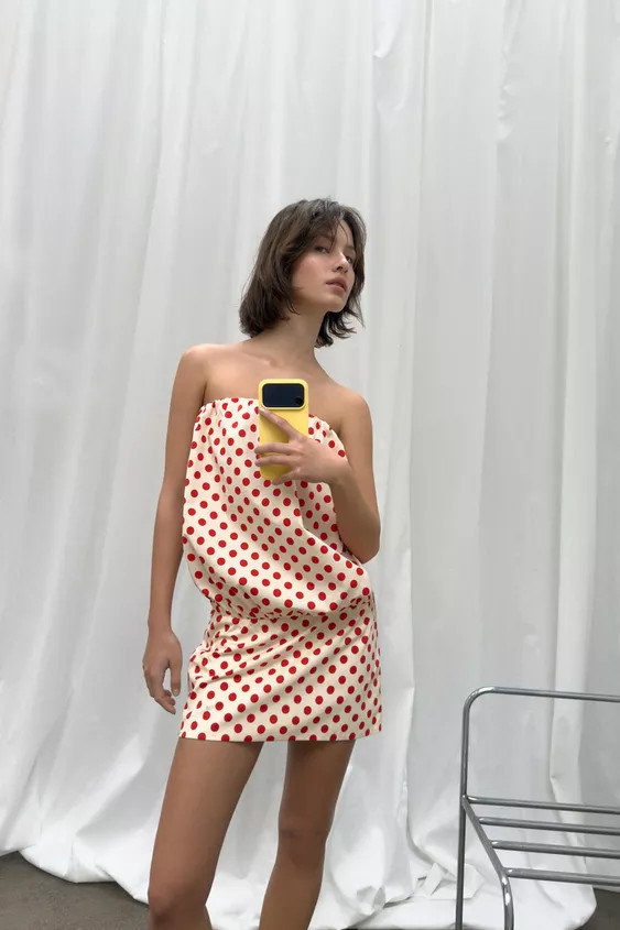 POLKA DOT BANDEAU DRESS | Zara US