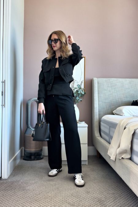 Casual outfit idea for running errands. Could be dressed up with heels for a night out 

Pants runs tts - top I got in a size 4

Aritzia, Mango, sambas 

#LTKstyletip