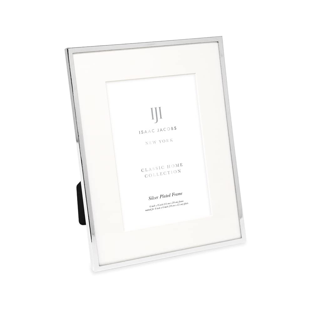 Isaac Jacobs 6x8 (Matted 4x6) Silver Metal Picture Frame, Classic Metal Photo Frame Made For Tabl... | Amazon (US)