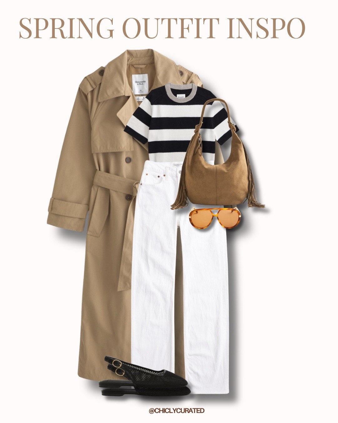 Neutral Spring Capsule Outfit 🤍
White Jeans + Trench Coat + Striped Sweater Tee + Suede Fringe Boho Bag + Mesh Slingback Ballet Flats



#LTKSpringSale #LTKspringtrends #LTKspring