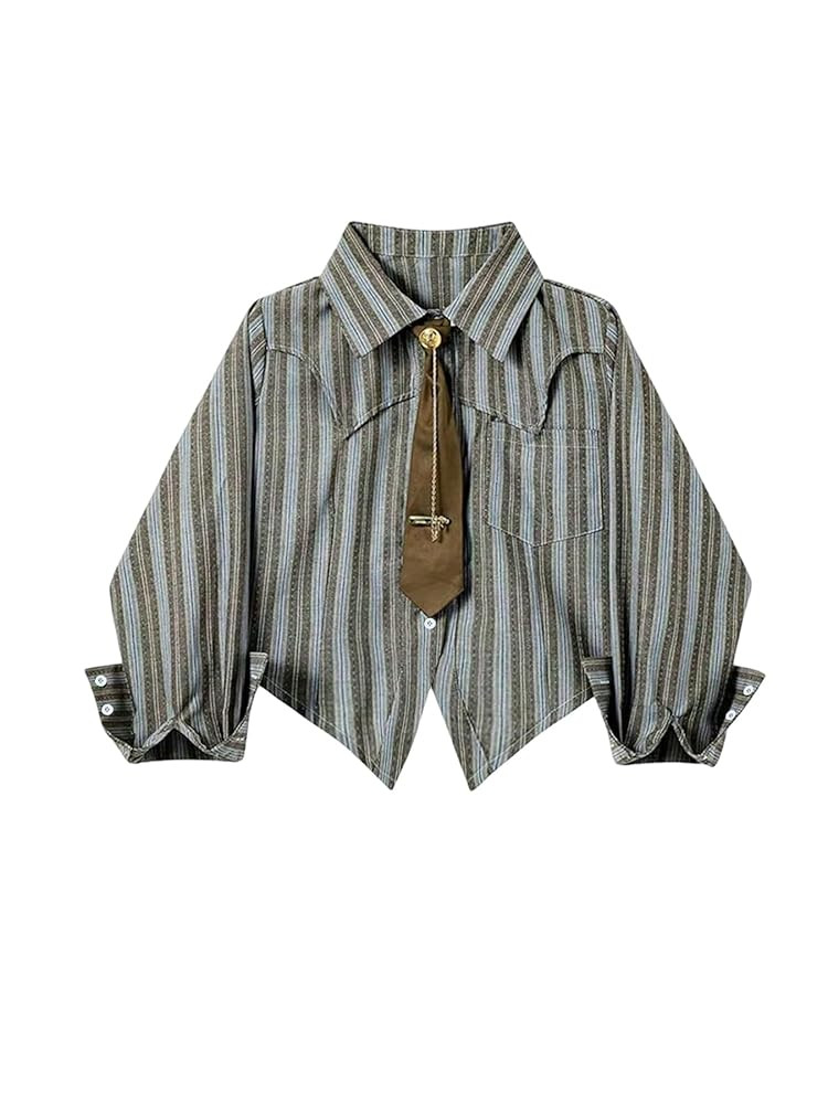 SOLY HUX Women's Striped Print Button Down College Shirts Long Sleeve Tie Blouse Tops Preppy Clot... | Amazon (US)