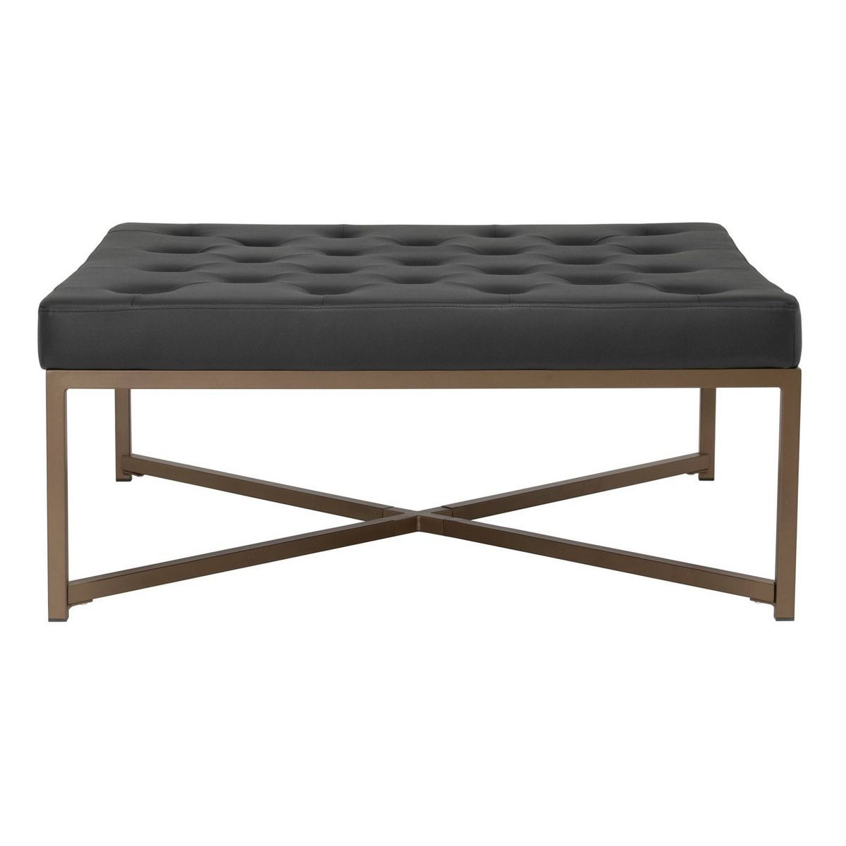 Camber Modern Large Cocktail Tufted Square Ottoman with Metal Frame and Blended Leather - studio ... | Target