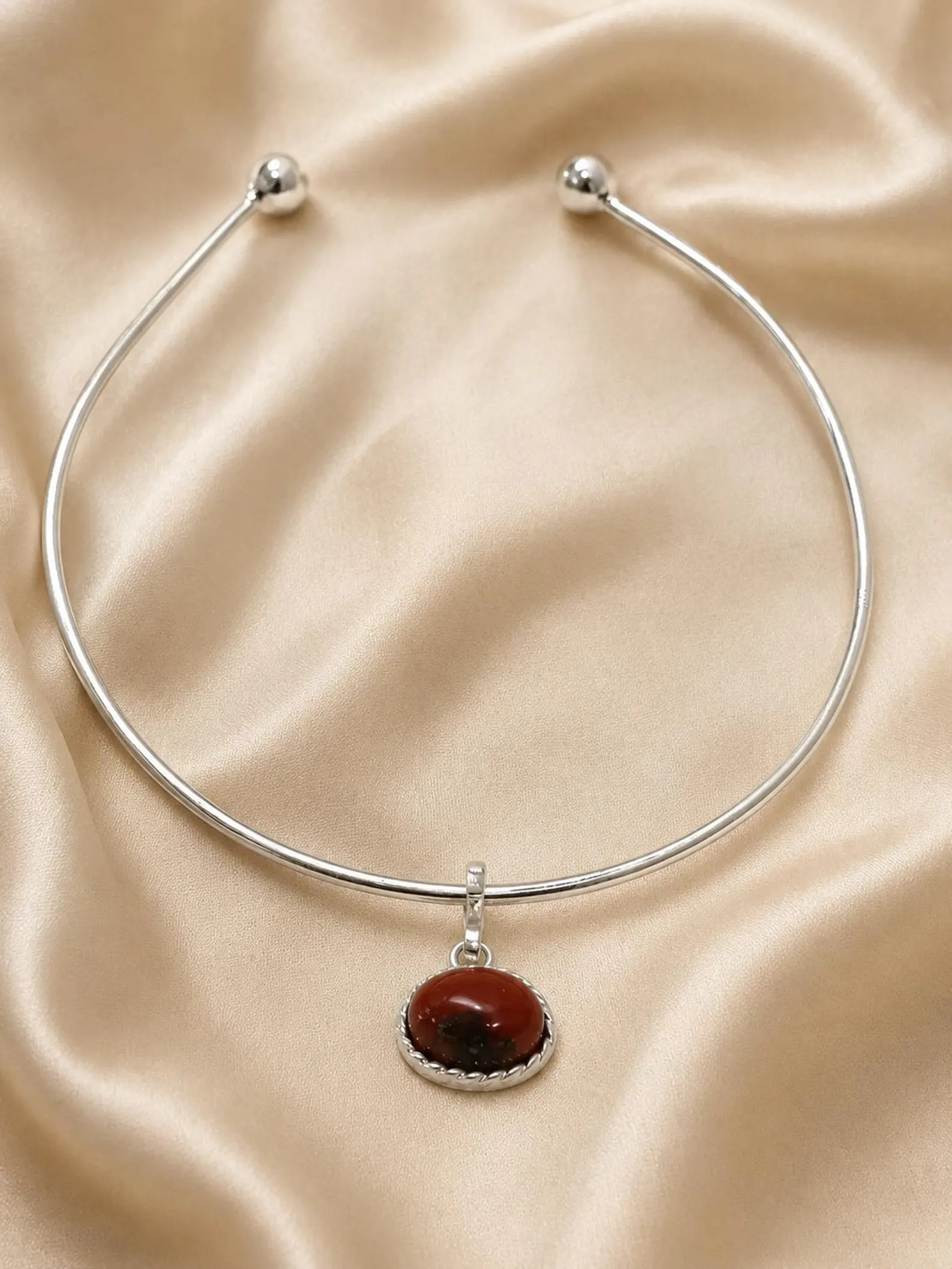 Sterling Silver Red Jasper Choker Necklace | Open Collar Minimalist Statement Jewelry | Etsy (Global)