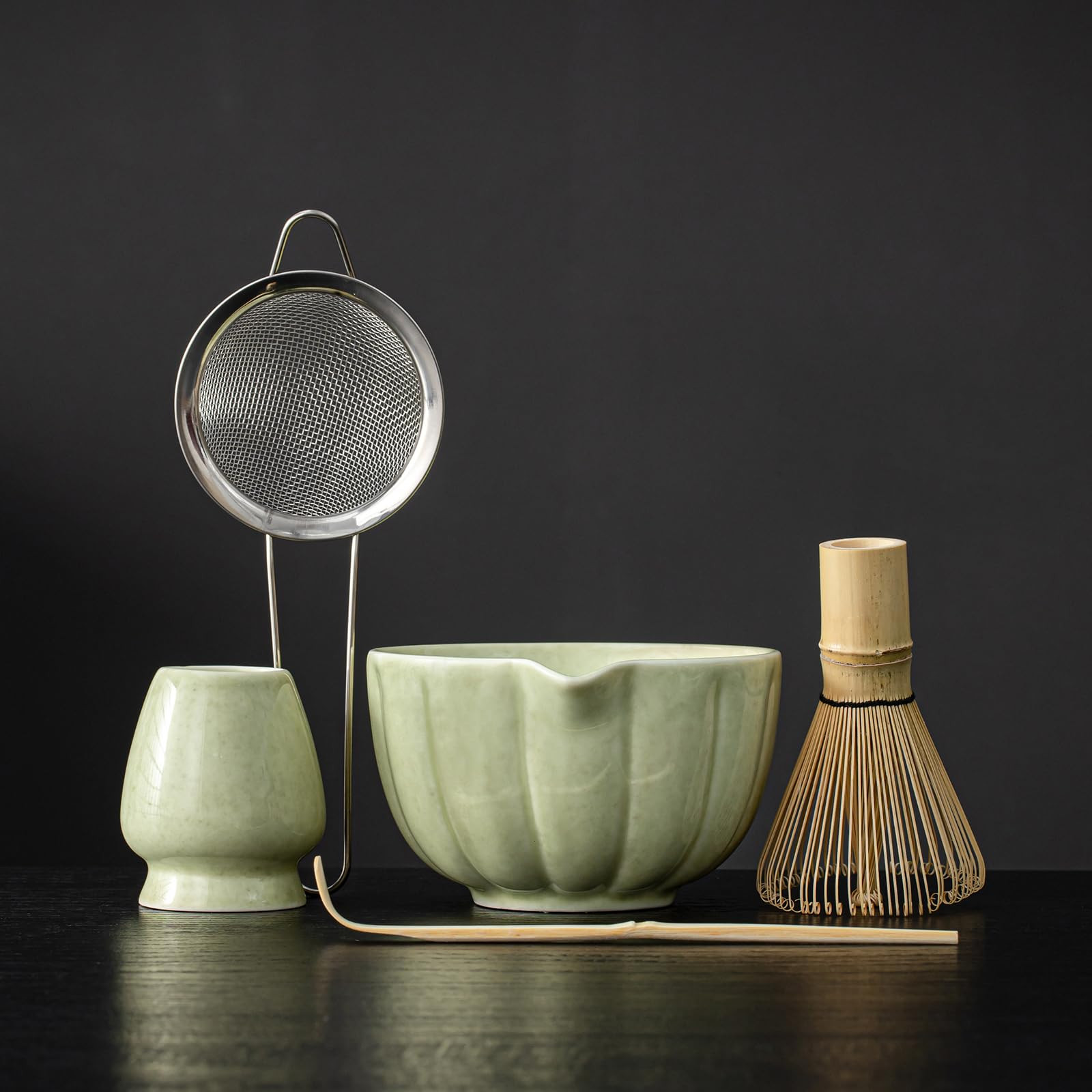 Matcha Whisk Set, Matcha Bowl with Spout, Matcha Whisk, Chasen Holder, Sifter, Bamboo Scoop - 5 P... | Amazon (US)