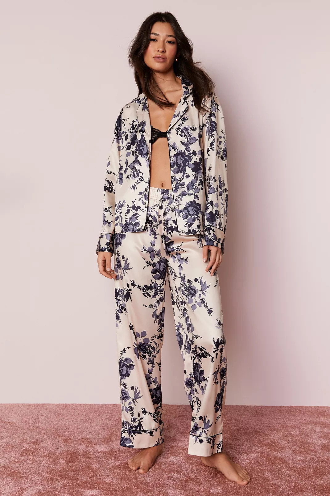 Satin Floral Pajama Pants Set | Nasty Gal US