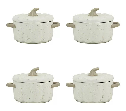 10 Strawberry Street Set of (4) 4"Pumpkin Stoneware Tureens | QVC