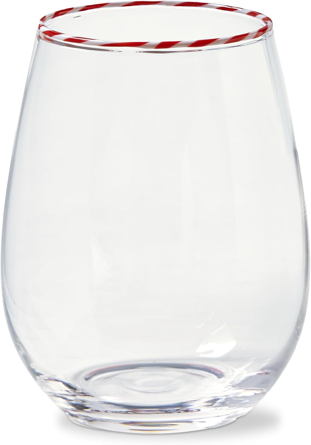 tag Christmas Peppermint Stripe Stemless Wine Glass Red Large Clear | Amazon (US)