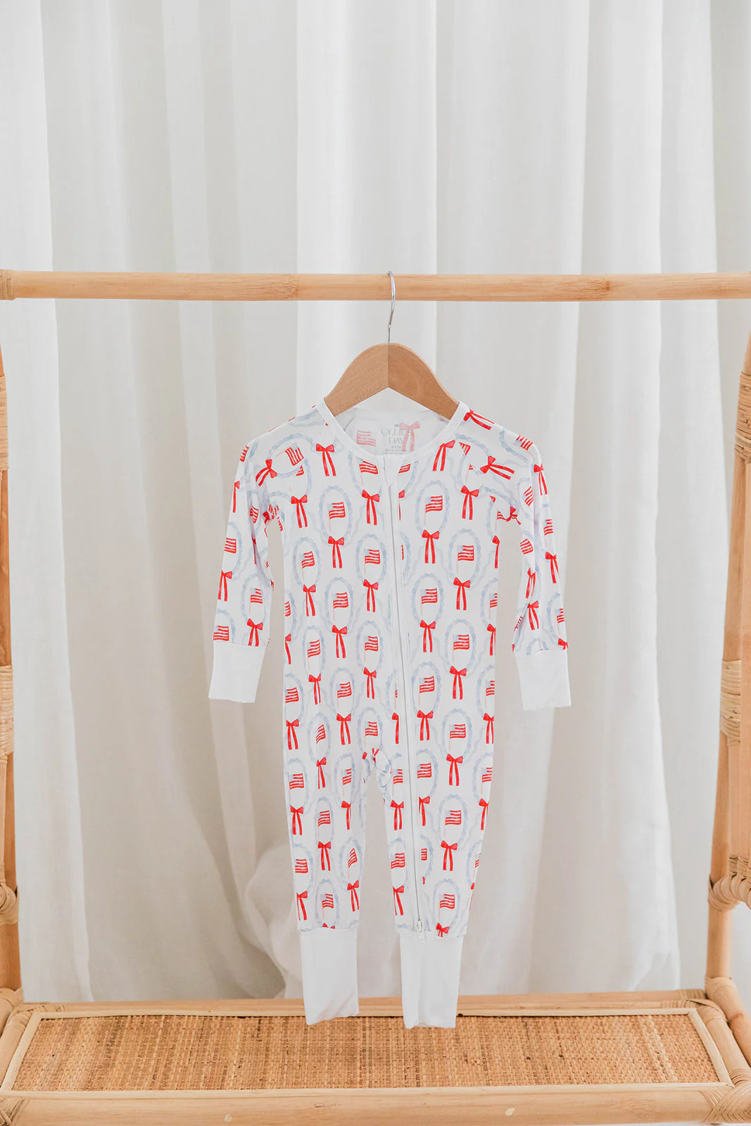 Stars & Bows 4th of July Zippered Romper Loungewear | Ollie's Day