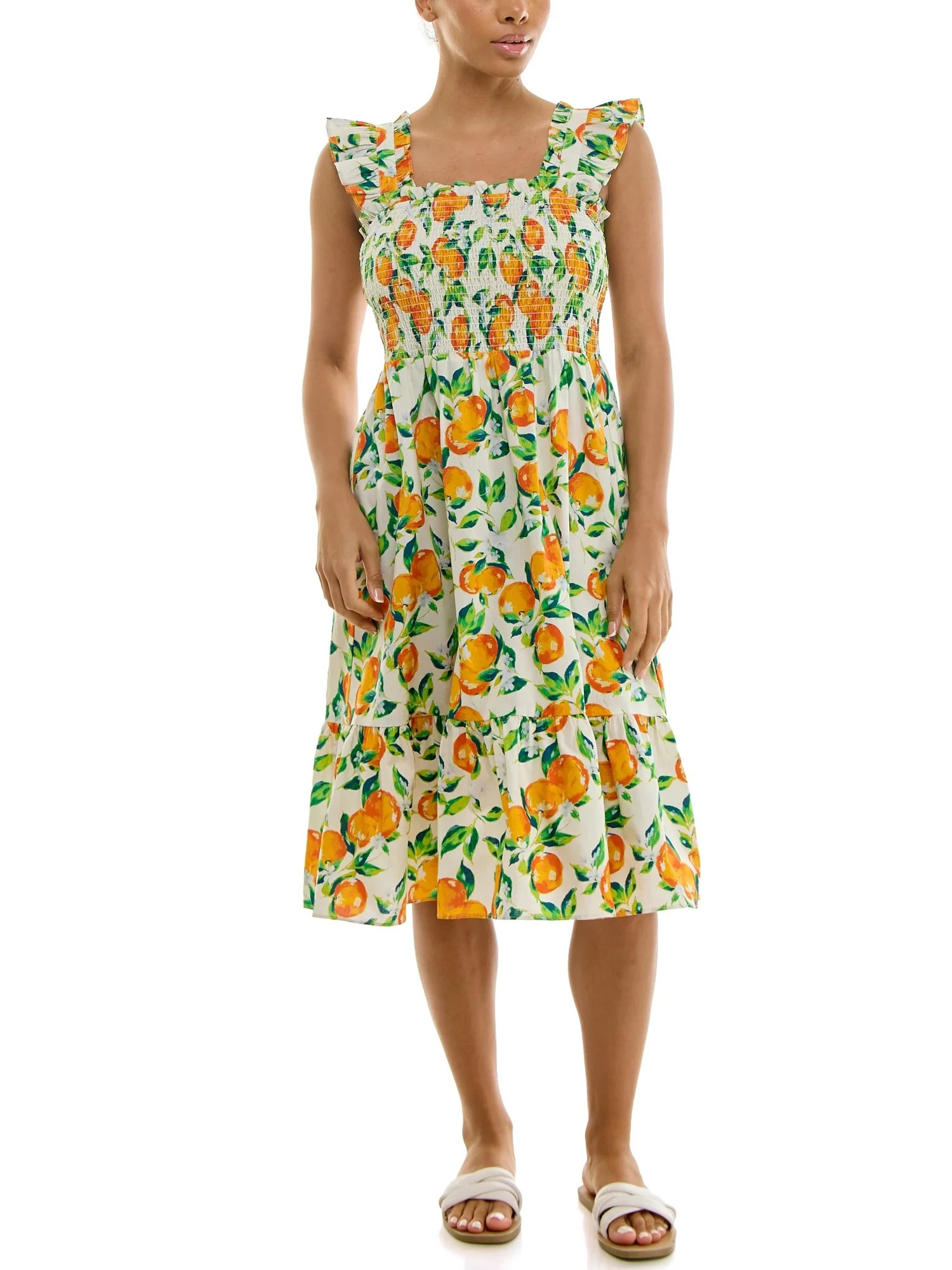 Nanette Lepore Women's Smocked Flutter Sleeve Midi Dress, Sizes XS-XXXL | Walmart (US)