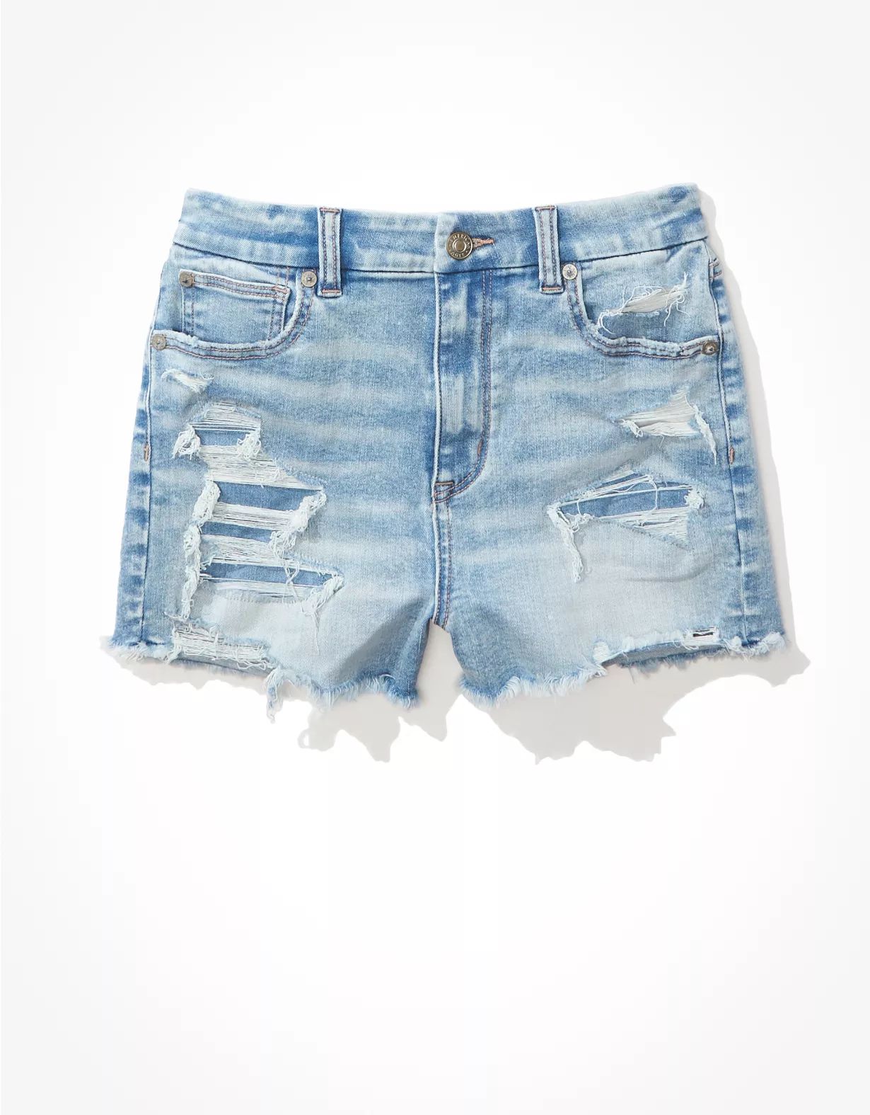 AE Ne(x)t Level Curvy High-Waisted Denim Short Short | American Eagle Outfitters (US & CA)