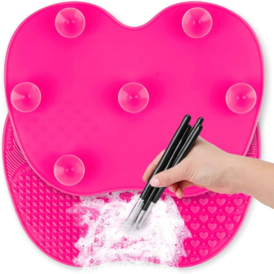 Silicon Makeup Brush Cleaning Mat Makeup Brush Cleaner Pad Cosmetic Brush Cleaning Mat Portable W... | Amazon (US)